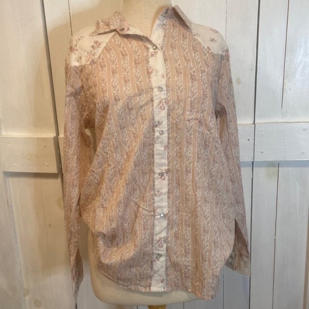 NWT Free People Antique Combo Pink Western Button Down